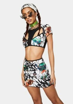 DAMAGE Cutout Front Crop Top Tops