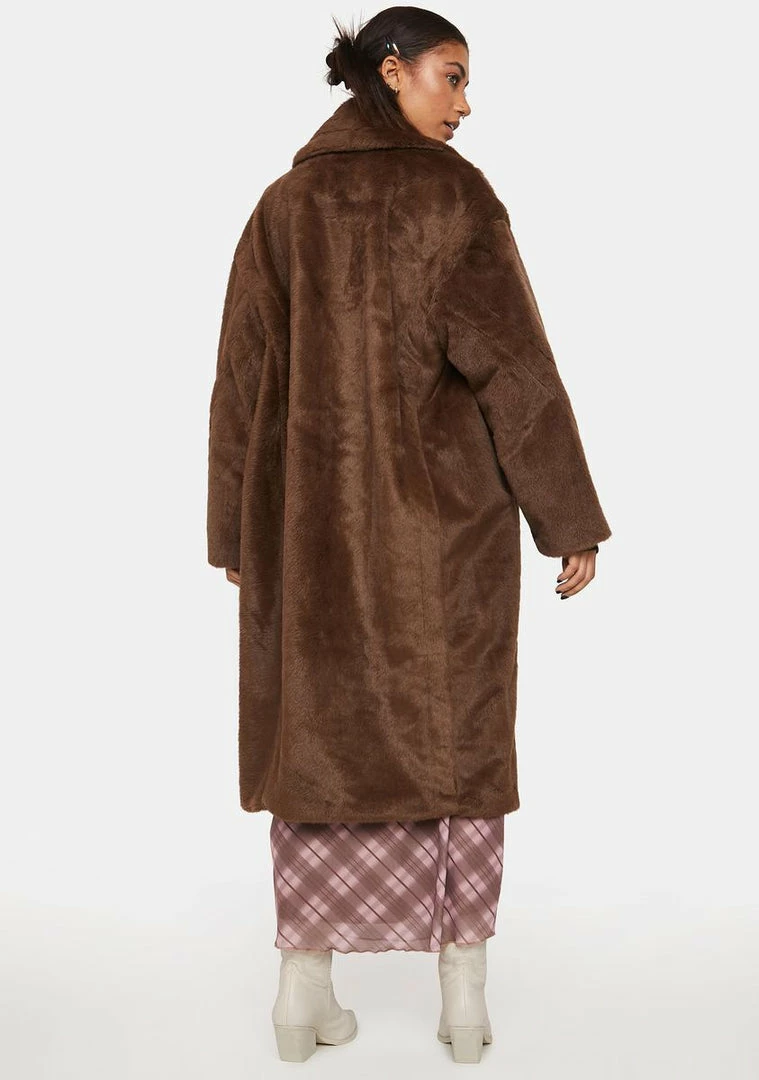 Budget ⭐ Noize Outerwear Brown Estelle Faux Fur 🧥 Coat 🤩 6 Noize Outerwear Brown Estelle Faux Fur Coat