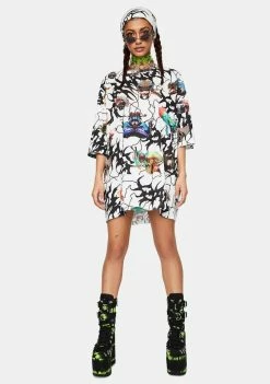 Top 10 🧨 DAMAGE White Abstract Tee ✨ 8 DAMAGE White Abstract Tee