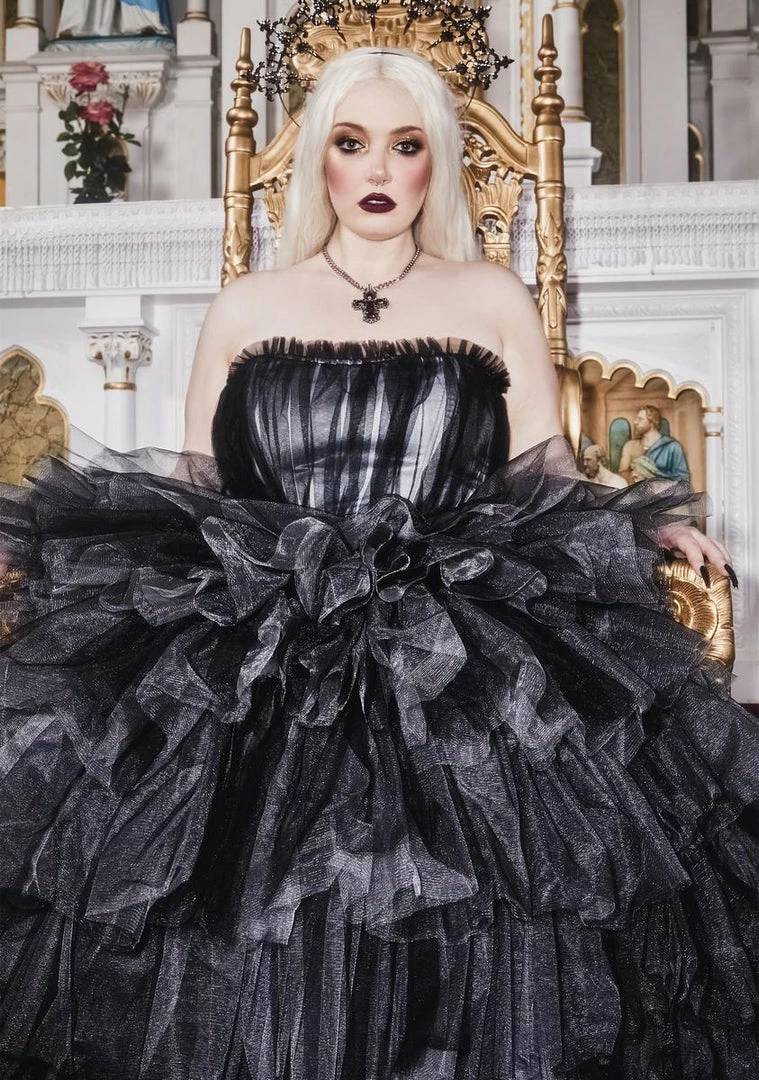 Budget ❤️ Unholy Plus Dramatic Flair Tulle Maxi 👗 Dress 🤩 4 Unholy Plus Dramatic Flair Tulle Maxi Dress