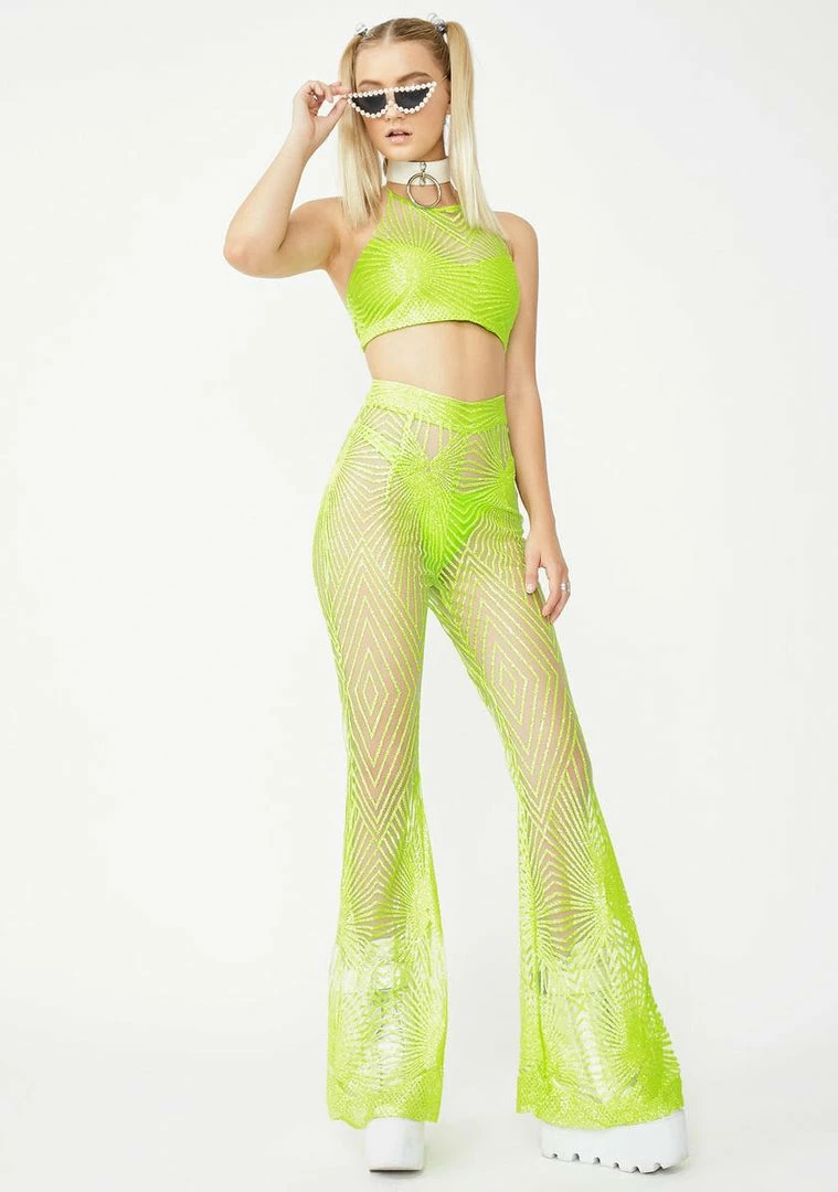 Hot Sale π Elsie & Fred Memphis Lime Sheer Glitter Crop Top π 5 Elsie & Fred Memphis Lime Sheer Glitter Crop Top