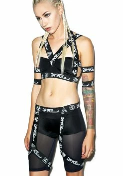 Best Sale ⌛ DAMAGE Bottoms Logo Garter Shorts ❤️ 8 DAMAGE Bottoms Logo Garter Shorts
