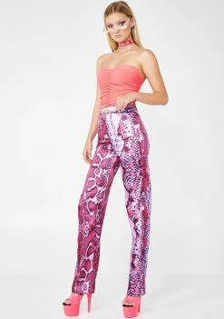 Best deal ๐ Elsie & Fred Rodeo Satin Pink Straight Leg Trousers ๐ 8 Elsie & Fred Rodeo Satin Pink Straight Leg Trousers