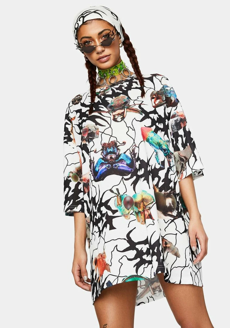 Top 10 🧨 DAMAGE White Abstract Tee ✨ 3 DAMAGE White Abstract Tee