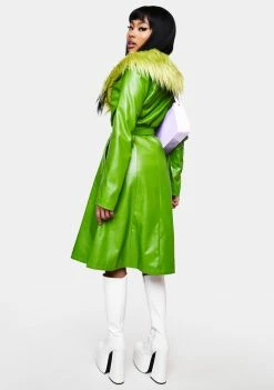 Cheap 💯 Elsie & Fred Green Nadia Faux Fur Trench 🧥 Coat Outerwear 🎉 9 Elsie & Fred Green Nadia Faux Fur Trench Coat Outerwear