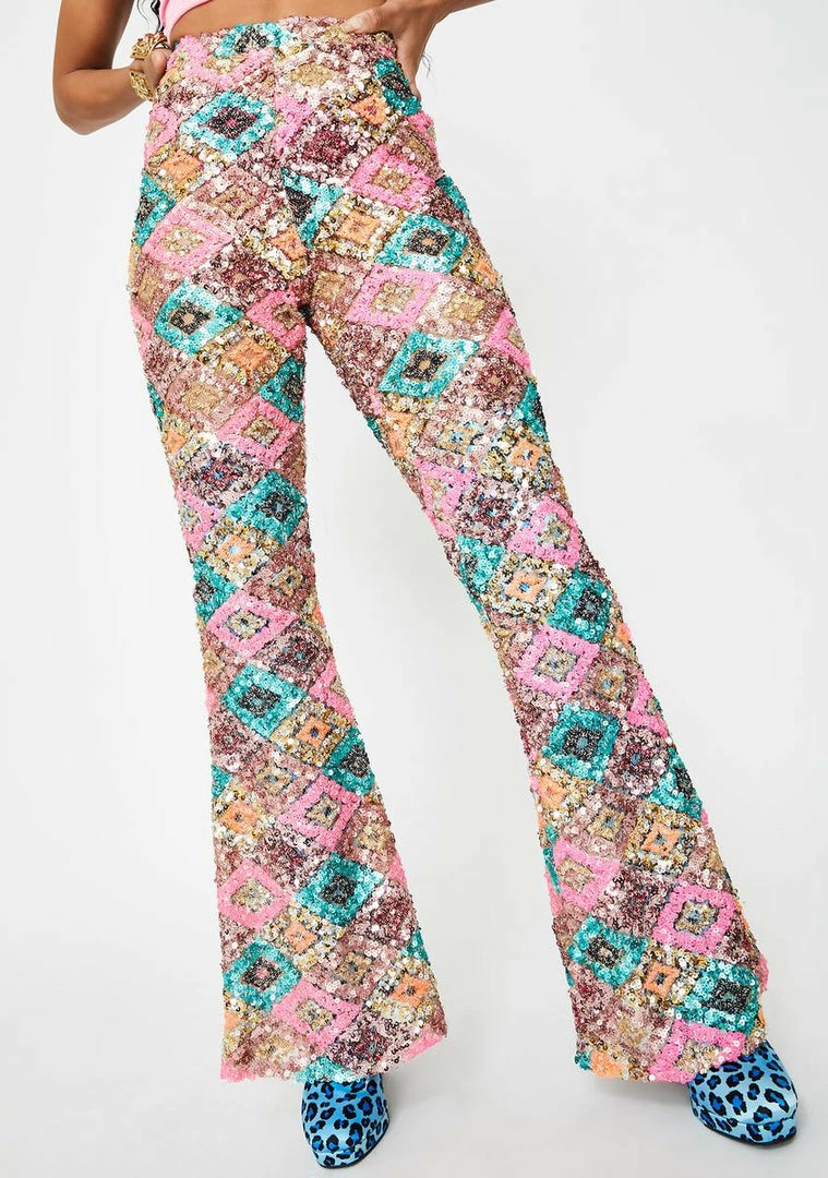 Best deal β¨ Elsie & Fred Beat Goes On Sequin Crochet Flares Bottoms π 3 Elsie & Fred Beat Goes On Sequin Crochet Flares Bottoms