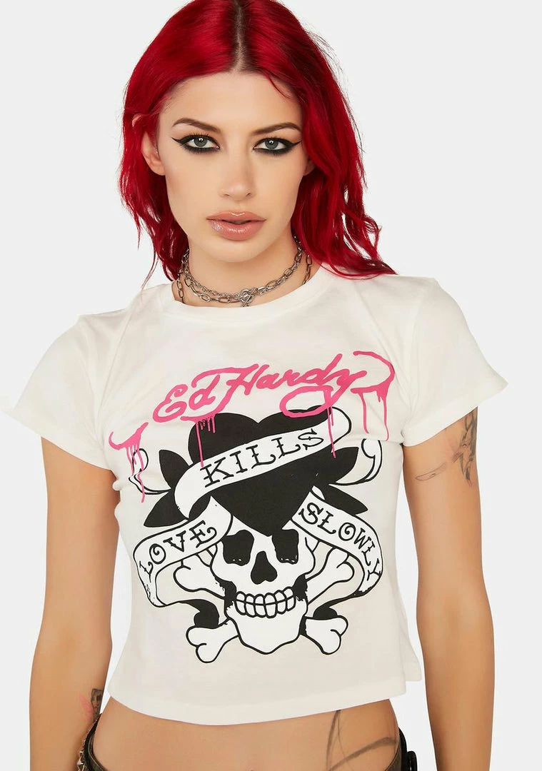Outlet ๐งจ Ed Hardy Tops Love Kills Slowly Graphic Tee โญ 3 Ed Hardy Tops Love Kills Slowly Graphic Tee