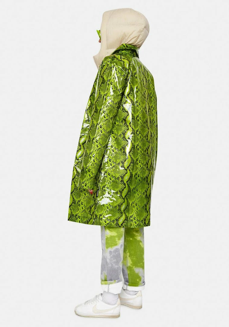 Brand new โ๏ธ Noize Outerwear Neon Lime Maya Snakeskin Trench ๐งฅ Coat ๐ 6 Noize Outerwear Neon Lime Maya Snakeskin Trench Coat