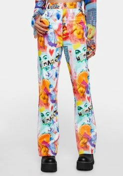 Elsie & Fred Moxie Bootcut Belted Collage Print Jeans