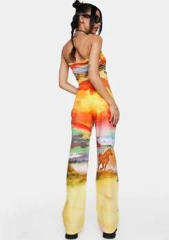 Elsie & Fred Rawhide Bootcut Cowboy Print Trousers