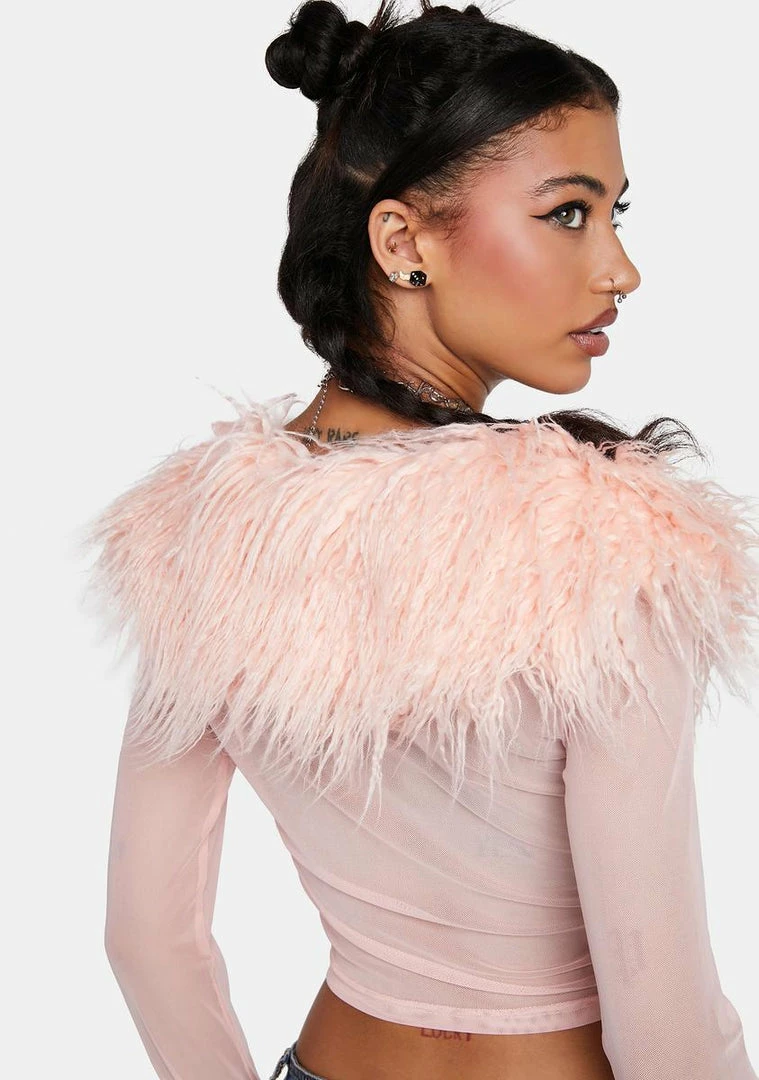 Flash Sale ⌛ Elsie & Fred Gostosa Sheer Fur Collar Cardigan Knit Cardigans ⭐ 6 Elsie & Fred Gostosa Sheer Fur Collar Cardigan Knit Cardigans