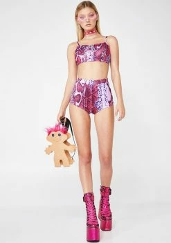 Elsie & Fred Rodeo Pink Snakeskin Hot Shorts
