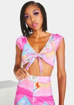 Elsie & Fred Higher Priestess Celestial Print Crop Top