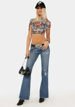 Ed Hardy LKS Skull Crew Power Mesh Top