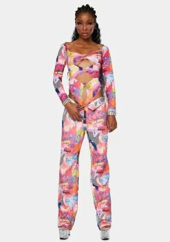 Elsie & Fred Empower Print O-Ring Thong Bodysuit