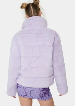 Buy ๐งจ Noize Outerwear Lavender Marina Faux Fur Puffer Jacket ๐ 9 Noize Outerwear Lavender Marina Faux Fur Puffer Jacket