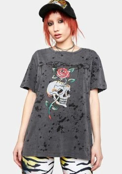 Ed Hardy Charcoal Splatter Graphic Tee