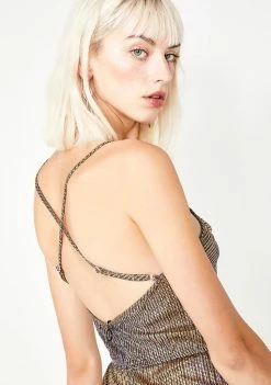 Elsie & Fred Baby Jane Gold Flare Jumpsuit Jumpsuits & Rompers