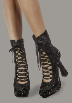 Unholy Platform Boots Vamp Or Die Rhinestone Booties