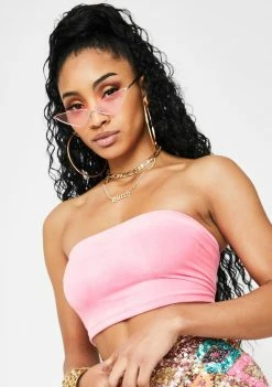 Elsie & Fred Tops Riot Pink Velour Tube Top