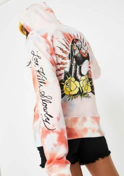 Ed Hardy Panther Roses Tie Dye Hoodie Outerwear