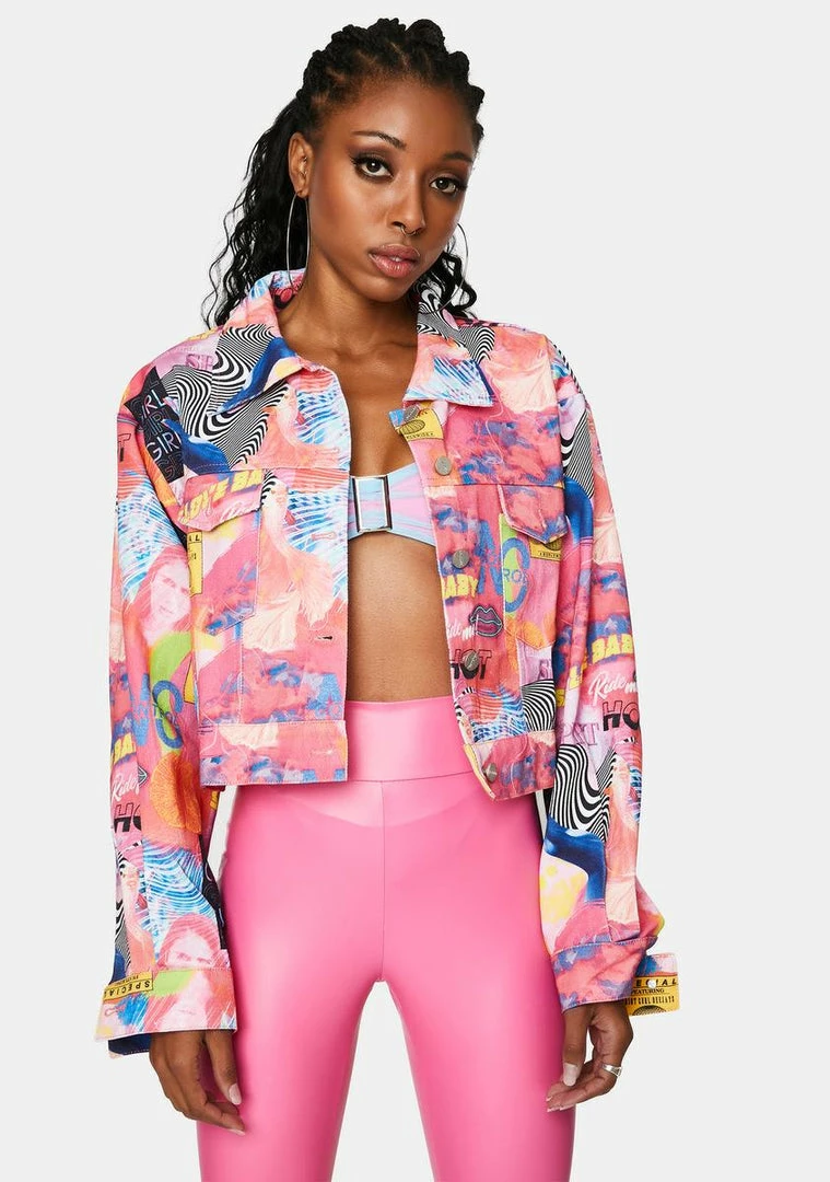 Deals π Elsie & Fred Empower Print Cropped Denim Jacket π― 3 Elsie & Fred Empower Print Cropped Denim Jacket