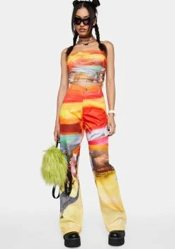 Elsie & Fred Rawhide Bootcut Cowboy Print Trousers