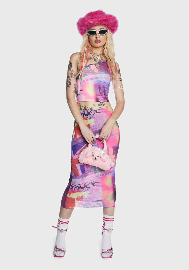 Wholesale ๐งจ Elsie & Fred Pleasure Print Mesh Midi ๐ Skirt ๐งจ 6 Elsie & Fred Pleasure Print Mesh Midi Skirt