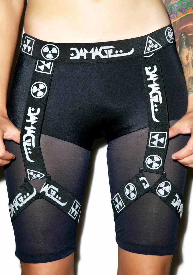 Best Sale ⌛ DAMAGE Bottoms Logo Garter Shorts ❤️ 3 DAMAGE Bottoms Logo Garter Shorts