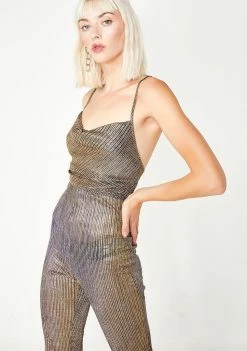 Elsie & Fred Baby Jane Gold Flare Jumpsuit Jumpsuits & Rompers