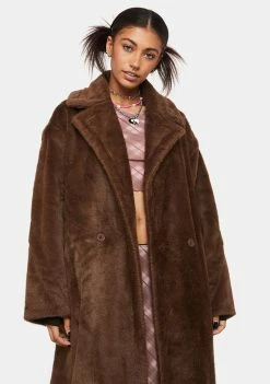Noize Outerwear Brown Estelle Faux Fur Coat