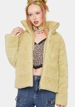 Noize Outerwear Melon Marina Faux Fur Puffer Jacket