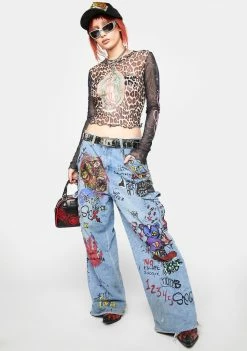 Deals βοΈ Ed Hardy Mary Print Leopard Mesh Top Tops π 8 Ed Hardy Mary Print Leopard Mesh Top Tops