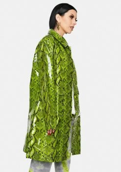 Noize Outerwear Neon Lime Maya Snakeskin Trench Coat