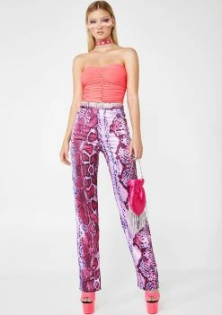 Elsie & Fred Rodeo Satin Pink Straight Leg Trousers