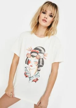 Ed Hardy Painted Lady Graphic Tee Tops