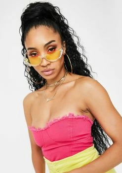 Elsie & Fred Marissa Hot Pink Denim Bustier Tops