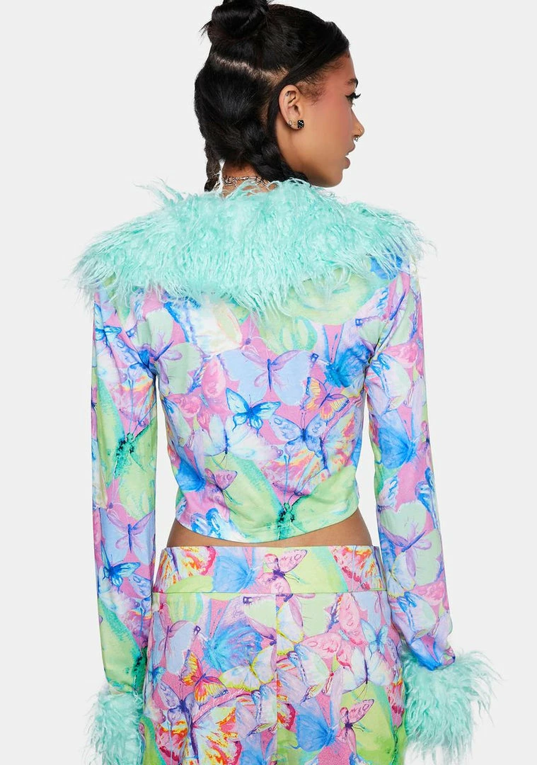 Promo ๐ Elsie & Fred Metamorphosis Faux Fur Trim Cardigan Top ๐ 6 Elsie & Fred Metamorphosis Faux Fur Trim Cardigan Top