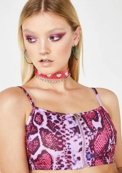 Elsie & Fred Tops Rodeo Pink Snakeskin Crop Top