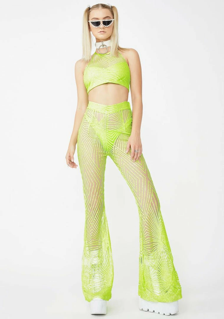 Promo π Elsie & Fred Memphis Lime Sheer Glitter Flares Bottoms π 5 Elsie & Fred Memphis Lime Sheer Glitter Flares Bottoms