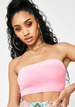 Elsie & Fred Tops Riot Pink Velour Tube Top