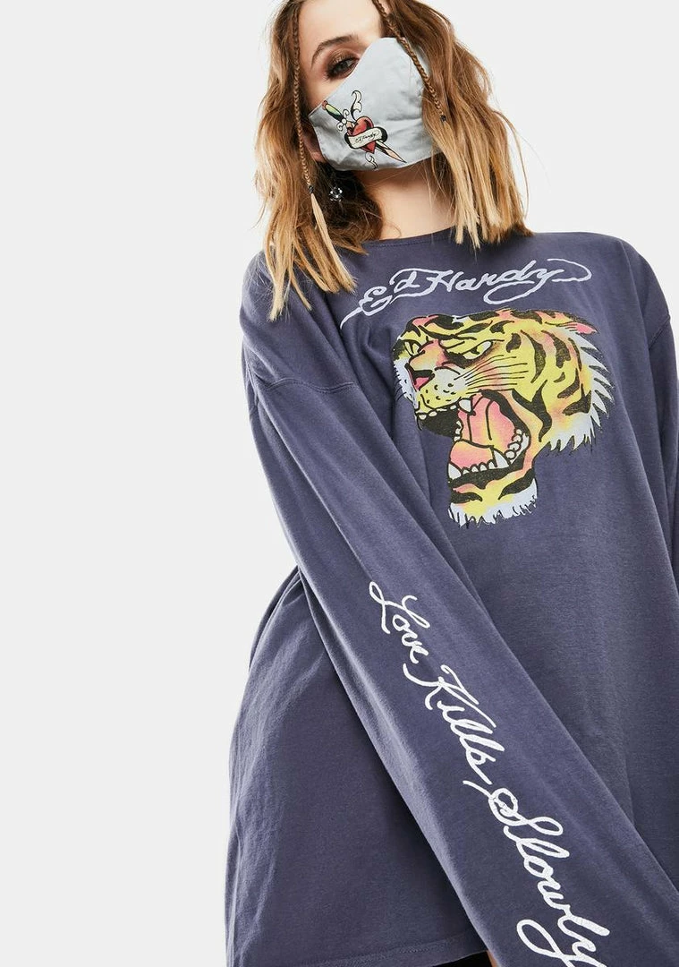 Budget โค๏ธ Ed Hardy Onyx Tiger Long Sleeve Graphic Tee Tops ๐ 3 Ed Hardy Onyx Tiger Long Sleeve Graphic Tee Tops