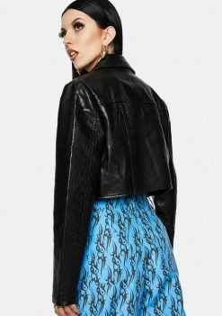 Noize Outerwear Victoria Vegan Leather Crop Jacket