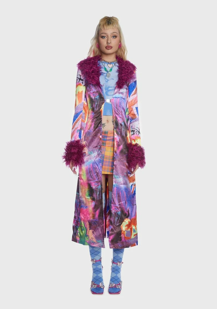 Best reviews of 💯 Elsie & Fred Pleasure Print Satin Marla Maxi Jacket Trench 🧥 Coats 😉 3 Elsie & Fred Pleasure Print Satin Marla Maxi Jacket Trench Coats