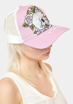 Ed Hardy Rhinestone Heart Skull Hat