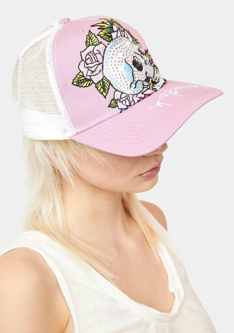 Deals ⭐ Ed Hardy Rhinestone Heart Skull Hat ✔️ 3 Ed Hardy Rhinestone Heart Skull Hat