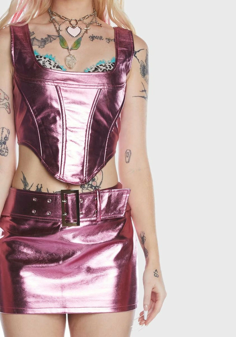 Budget ๐ฅฐ Elsie & Fred Corset Top Cindy Metallic Vegan Leather Corset ๐ 7 Elsie & Fred Corset Top Cindy Metallic Vegan Leather Corset