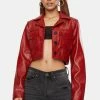 Deals ๐งจ Noize Outerwear Crimson Python Victoria Vegan Leather Crop Jacket โ 1 Noize Outerwear Crimson Python Victoria Vegan Leather Crop Jacket