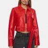 Buy 👏 Noize Outerwear Crimson Snake Britt Vegan Leather Crop Jacket ❤️ 2 Noize Outerwear Crimson Snake Britt Vegan Leather Crop Jacket