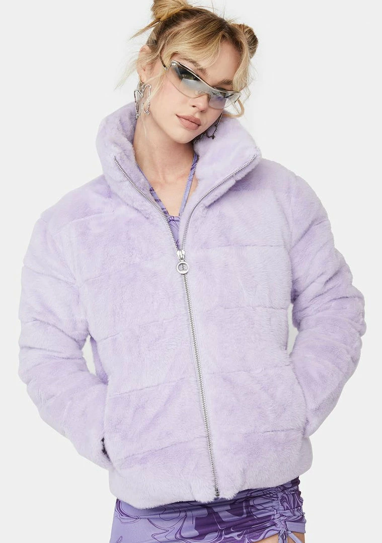 Buy ๐งจ Noize Outerwear Lavender Marina Faux Fur Puffer Jacket ๐ 3 Noize Outerwear Lavender Marina Faux Fur Puffer Jacket